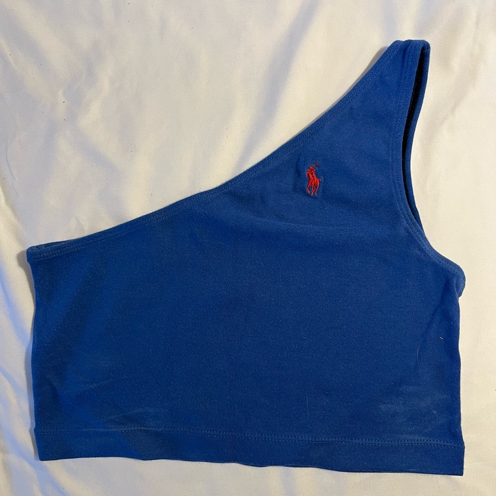 Ralph Lauren Blue One-Shoulder Top